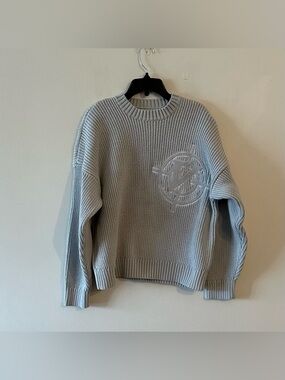 Vicinity Streetwear V-Logo Knit Sweater Light Grey XS/S? Boxy Cotton